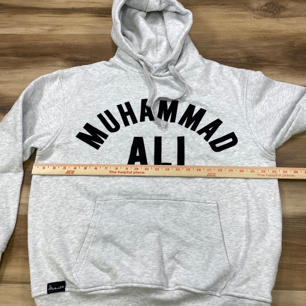 Zara Muhammad Ali Hoodie Mens L Streetwear Cotton Blend Graphic Grey Sportswear - Picture 7 of 9